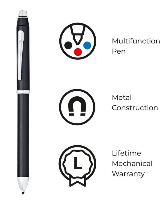 Cross Tech3+™ Satin Black Multifunction Pen AT0090-3