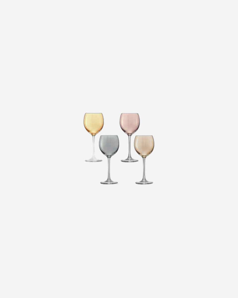 Polka Wine Glass 400ml Metallics Assorted x 4