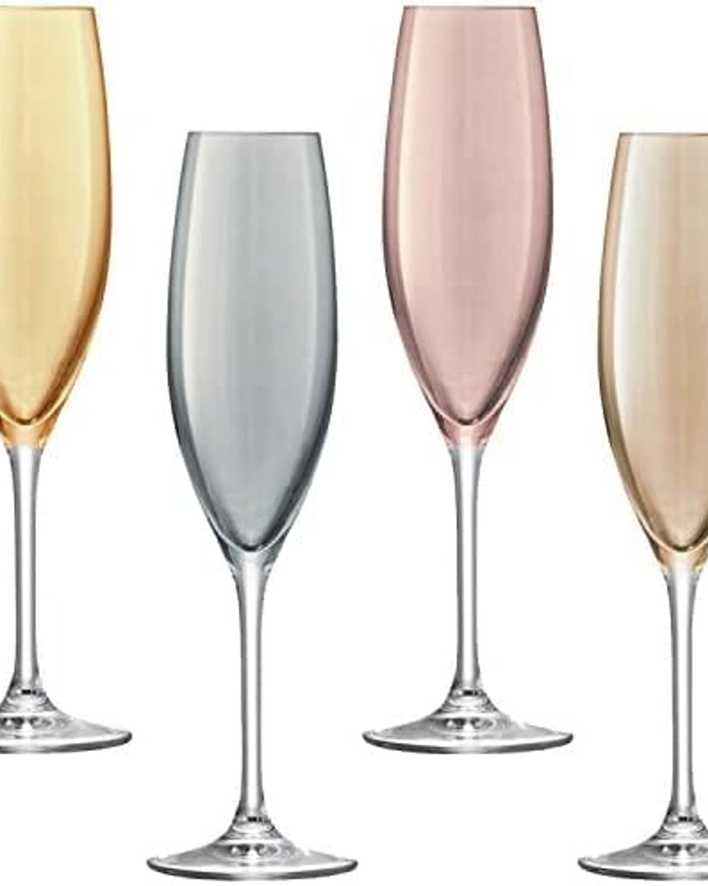 Polka Champagne Flute 225ml Metallics Assorted x 4