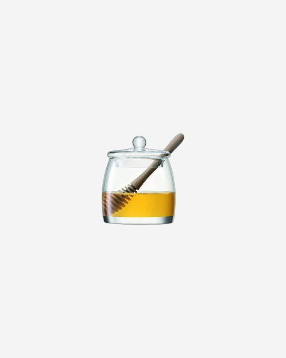 Serve Honey Pot & Oak Dipper H12.5cm Clear