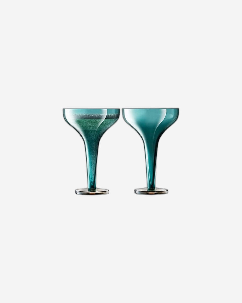 Lsa Epoque Champagne Saucer Peacock/Lustre X 2