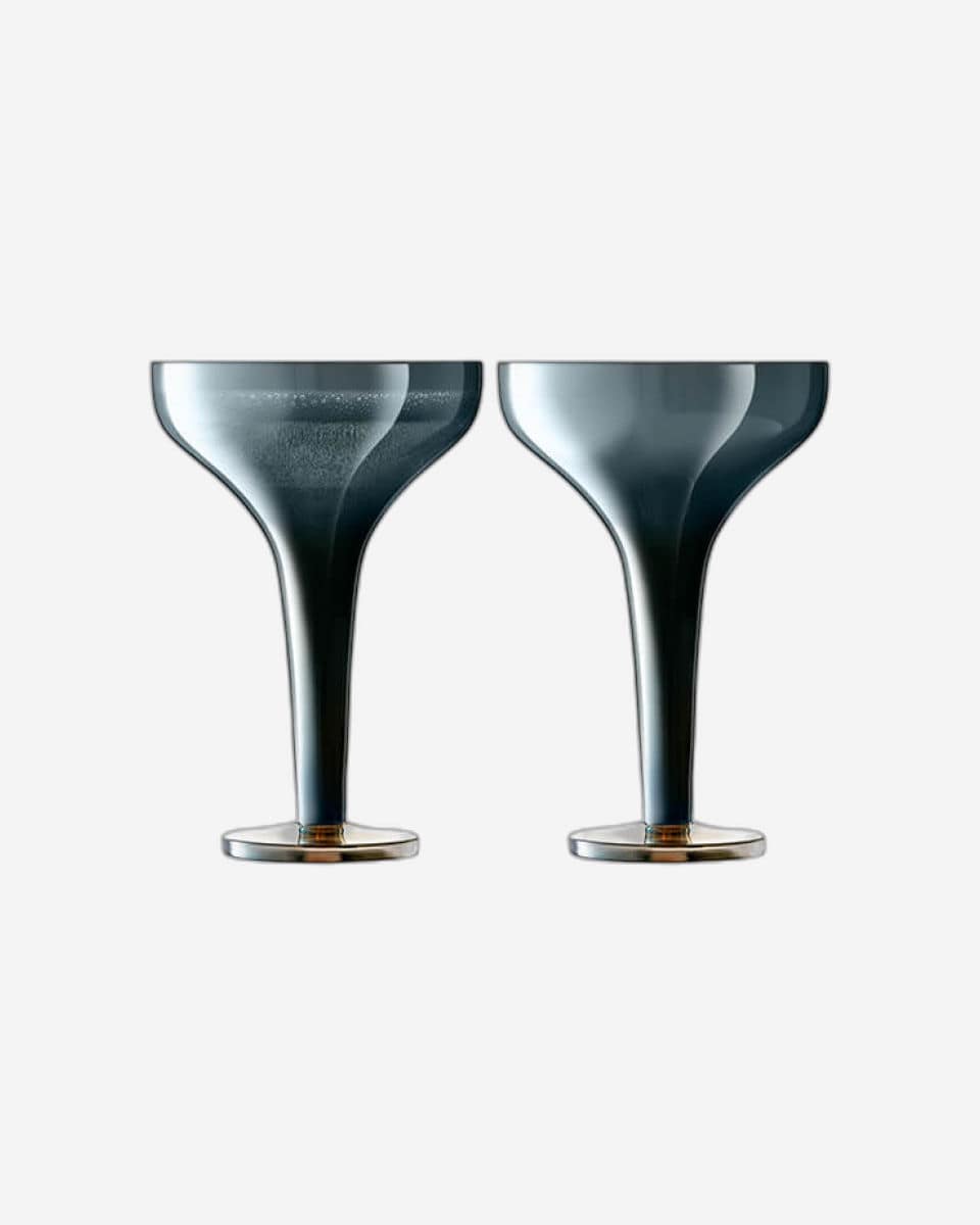 Lsa Epoque Champagne Saucer Sapphire/Lustre X 2