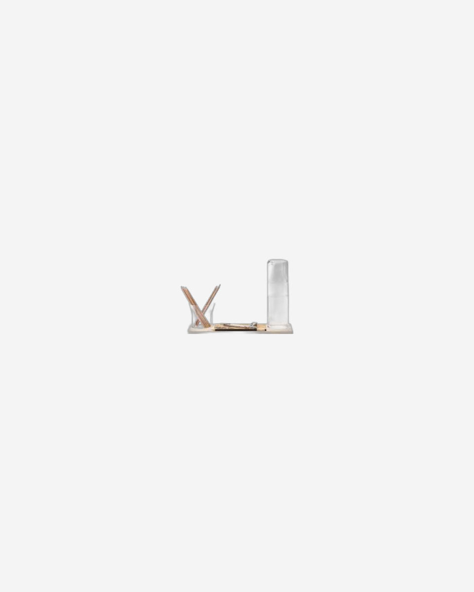 Plateau Duo Set L37.5cm Clear/Ash/Cork *