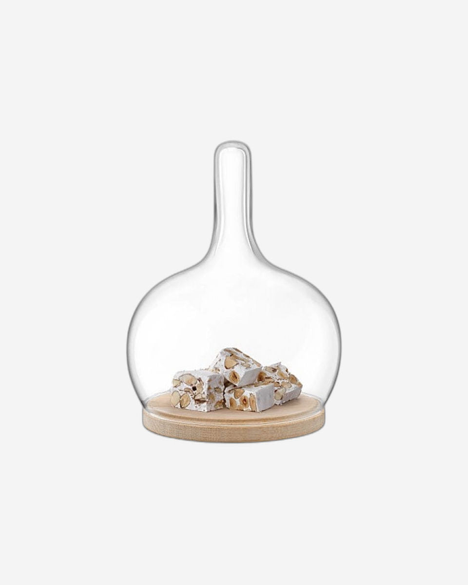 Lsa Cloche Dome & Oak Base Clear