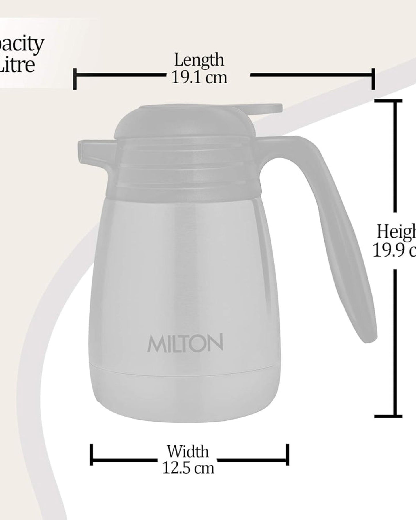 Milton Thermosteel Carafe 24 Hours Hot And Cold, 1000 Ml, Silver |Double Walled | Food Grade | Tea | Coffee, Heat & Cold Retention, Leak Proof, Rust Free, Easy To Carry