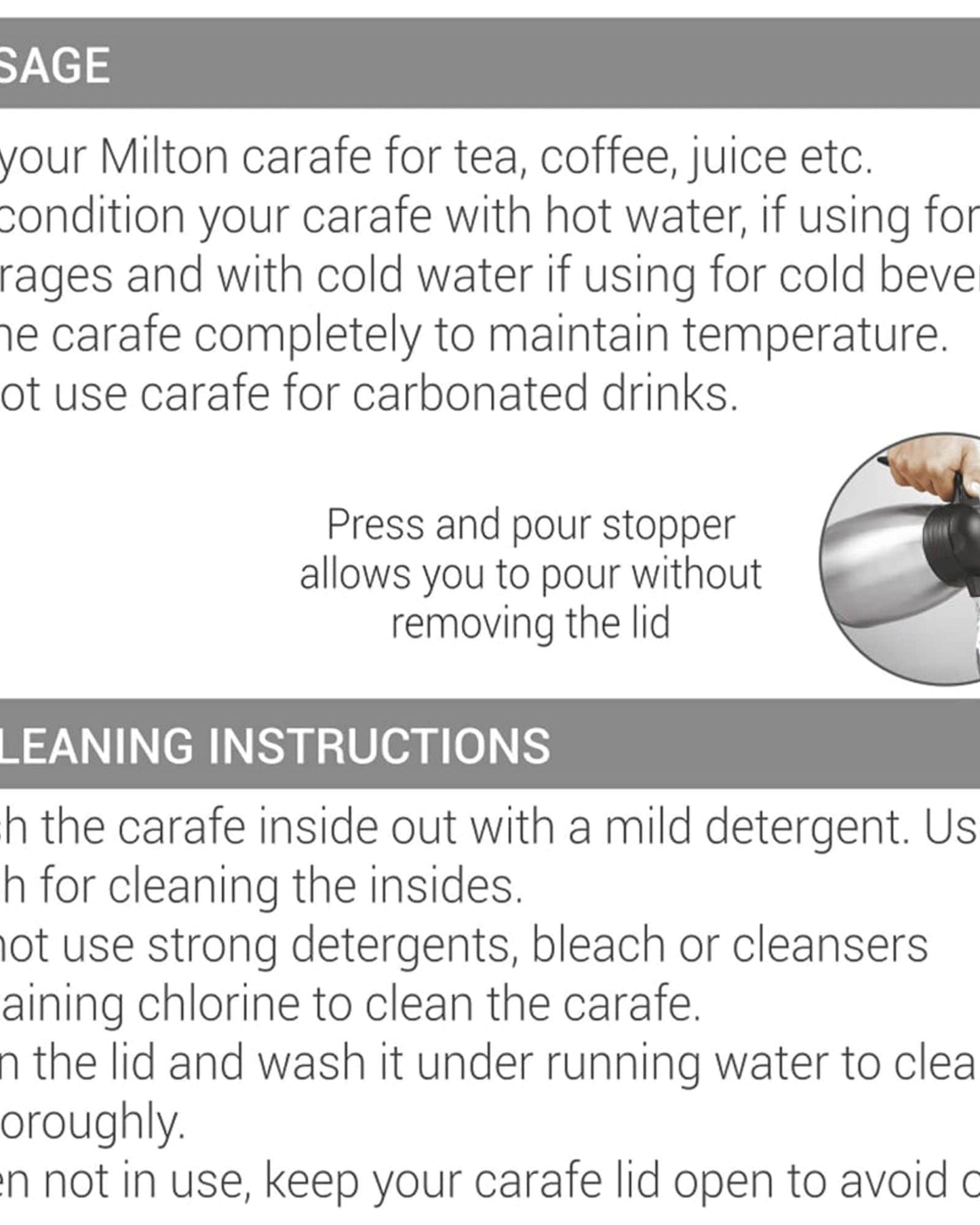 Milton Carafe 600ml Silver