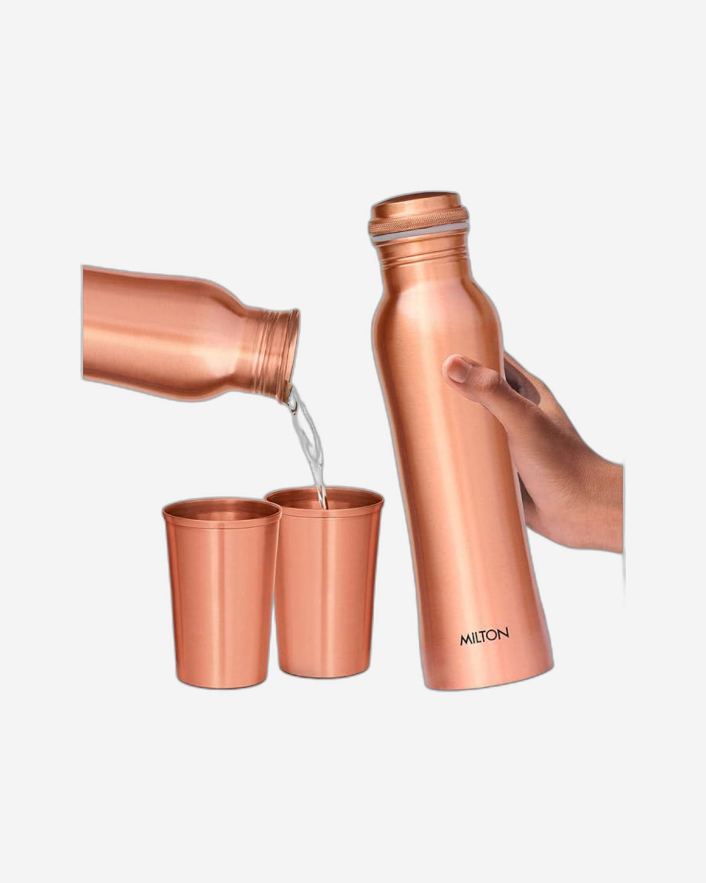Milton Copperas Gift Set Of 1 Bottle, 950Ml With 2 Pc Tumbler, 100% Pure Copper, Bpa Free, Leak Proof, Office Bottle, Boosts Immunity, Supports Digestive & Liver Health, Ayurveda Inspired