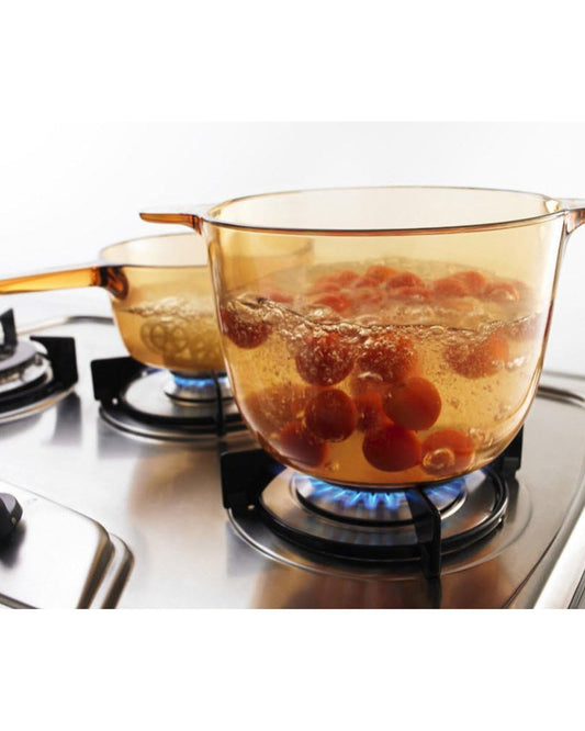 6Pcs Cvd Sauce Pan Set Amber 1X6Pcs(Vs-300 Cl1) Vision (1.0L, 1.5L, 2.5L)