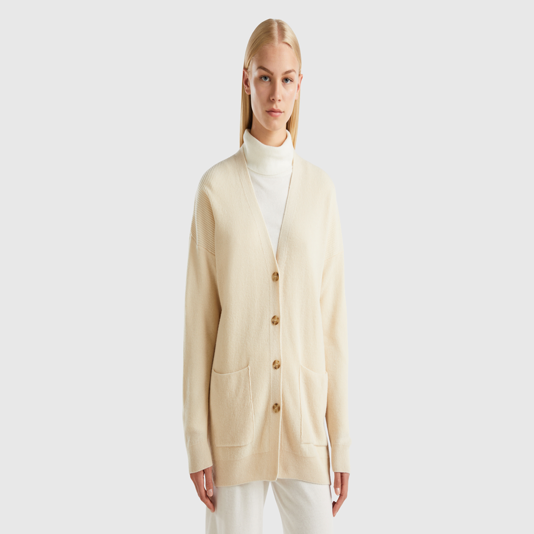 Oversized fit cardigan in wool blend