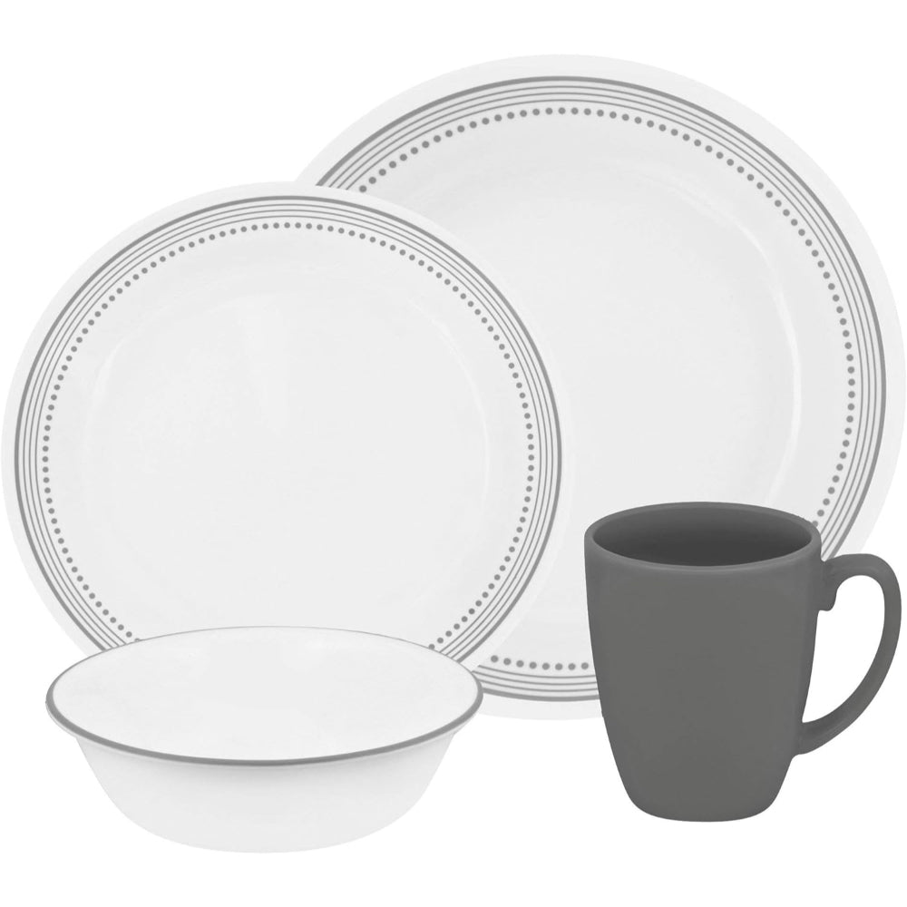 Corelle 16 PCS DINNER SET MYSTIC GREY W/MUG