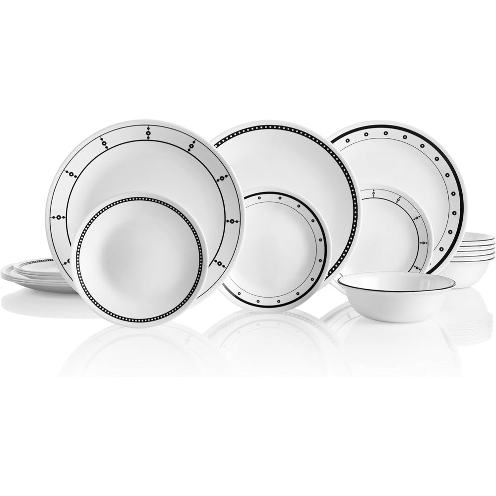 Corelle 18 PCS DINNER SET BLACK AND WHITE