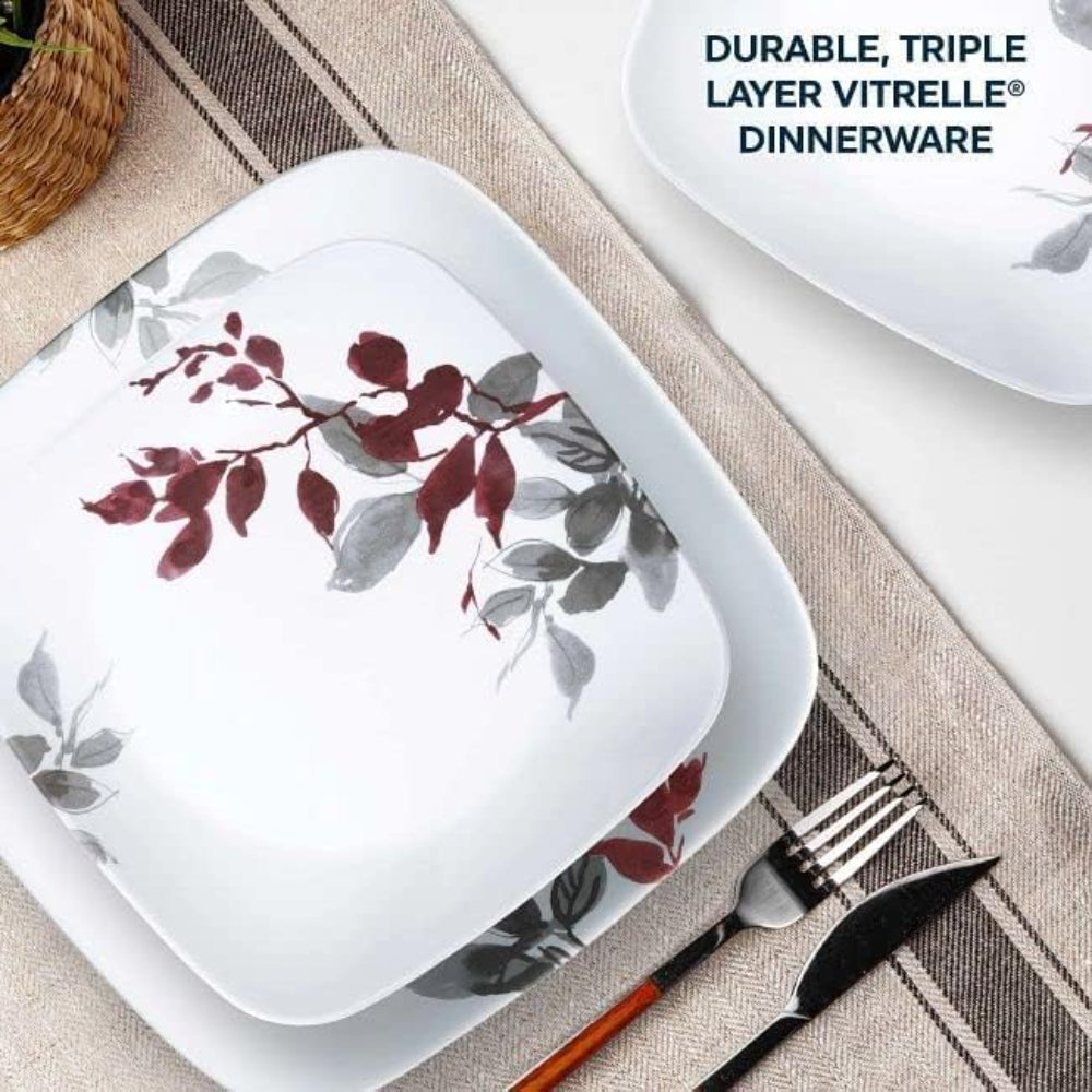Corelle Dinnerware Set 16Pc Square Kyoto Leaves