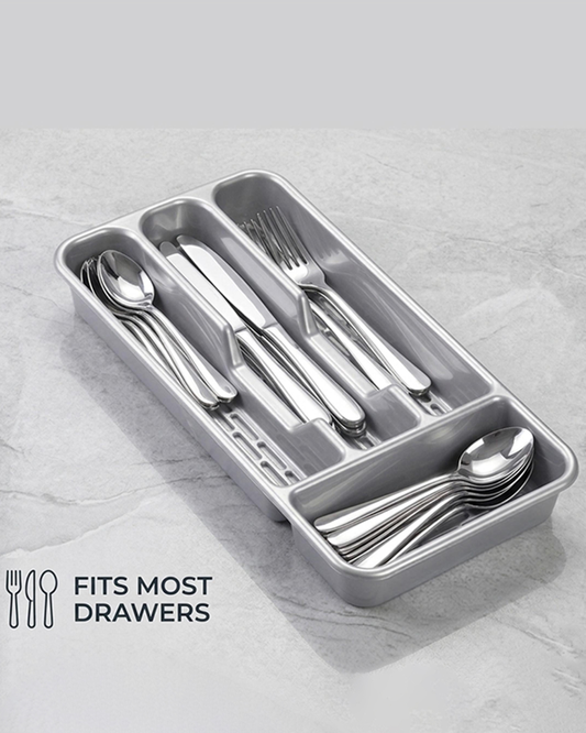 Plastic Forte Cutlery Tray Classic Silver Grey