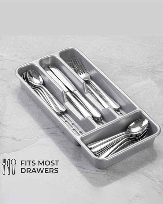 Plastic Forte Cutlery Tray Classic Silver Grey