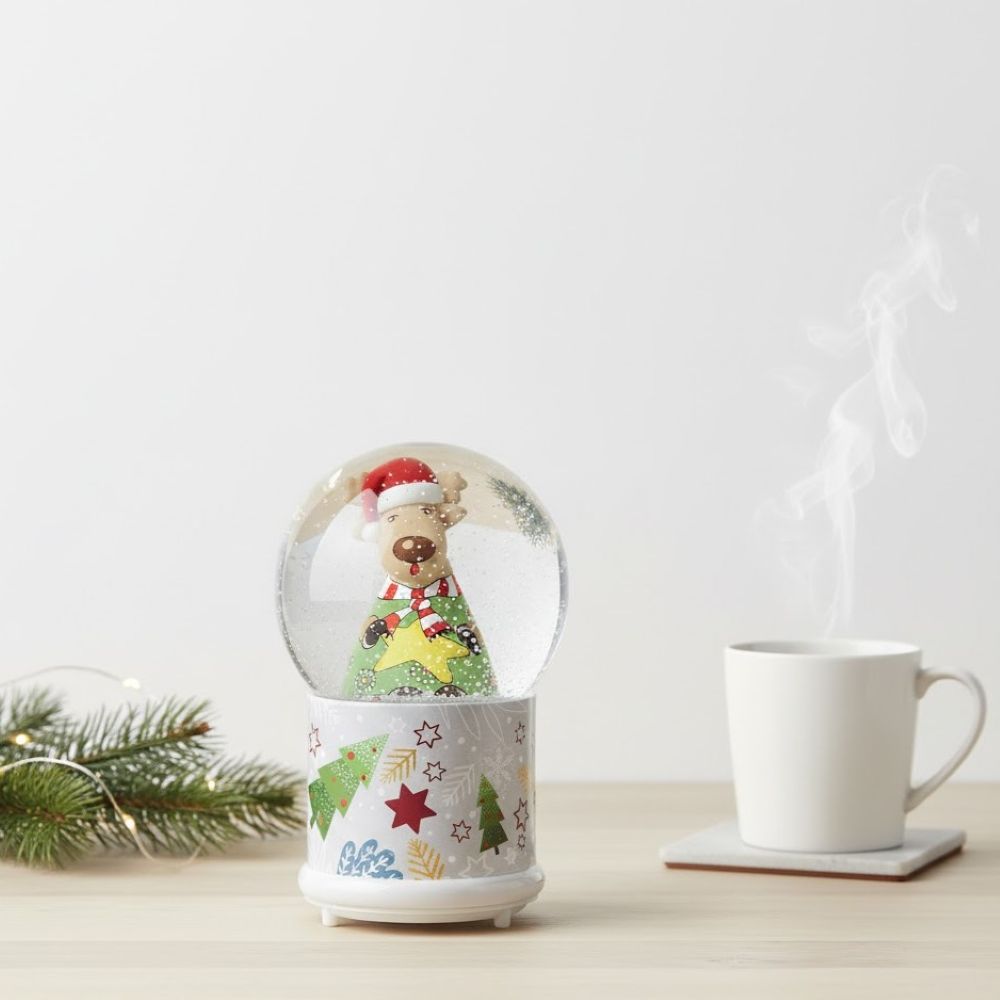 Egan Snow Bowl/Music Box Christmas With Led Reindeer Cm 10X12 - 120050