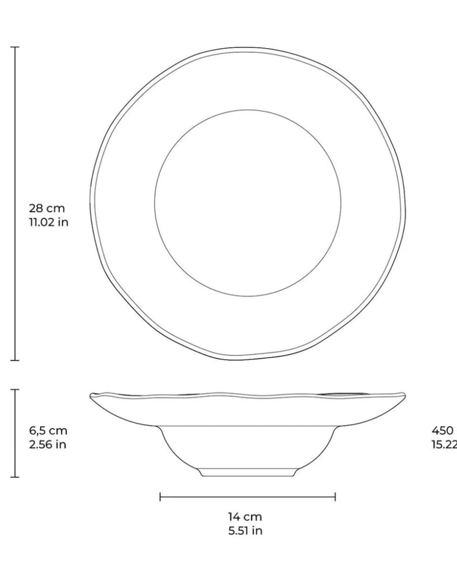 Organic Deep Rim Plate Stoneware 28X6.5Cm 450Ml Black Matte Made In Brazil