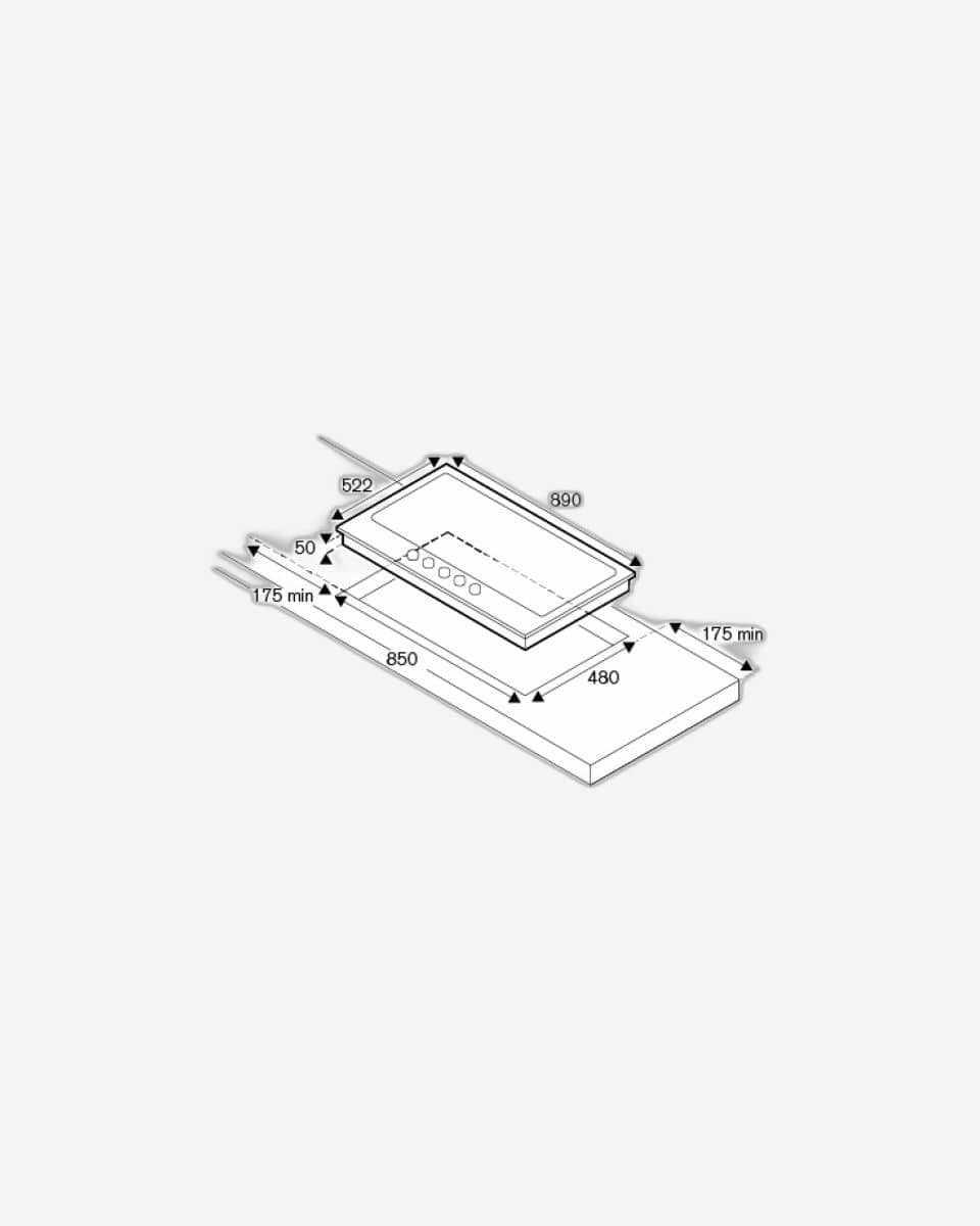 Bertazzoni Professional Series Gas on Glass Hob with Central Wok Burner 90cm, Black