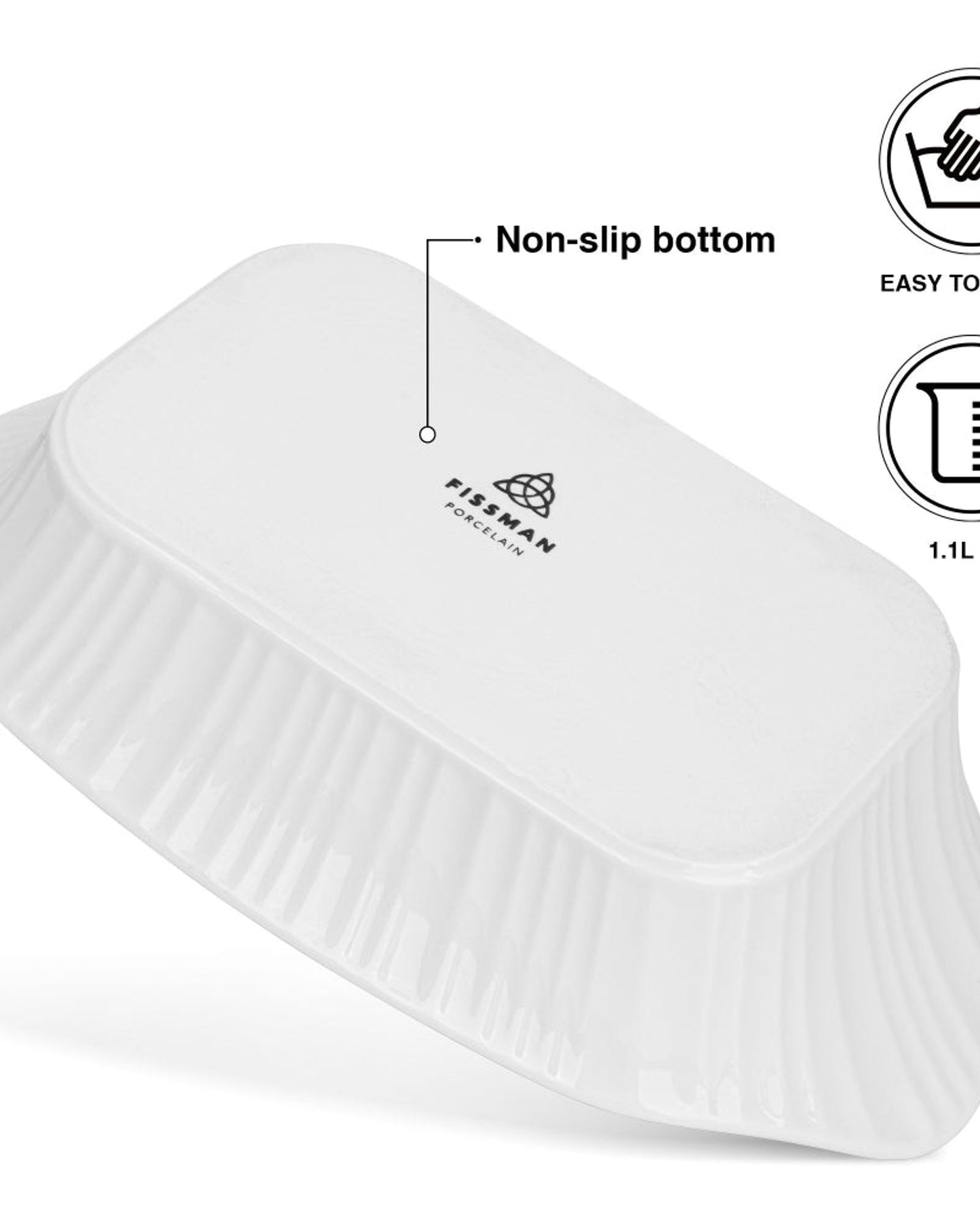 Fissman Dish Rectangular Porcelain 780ml