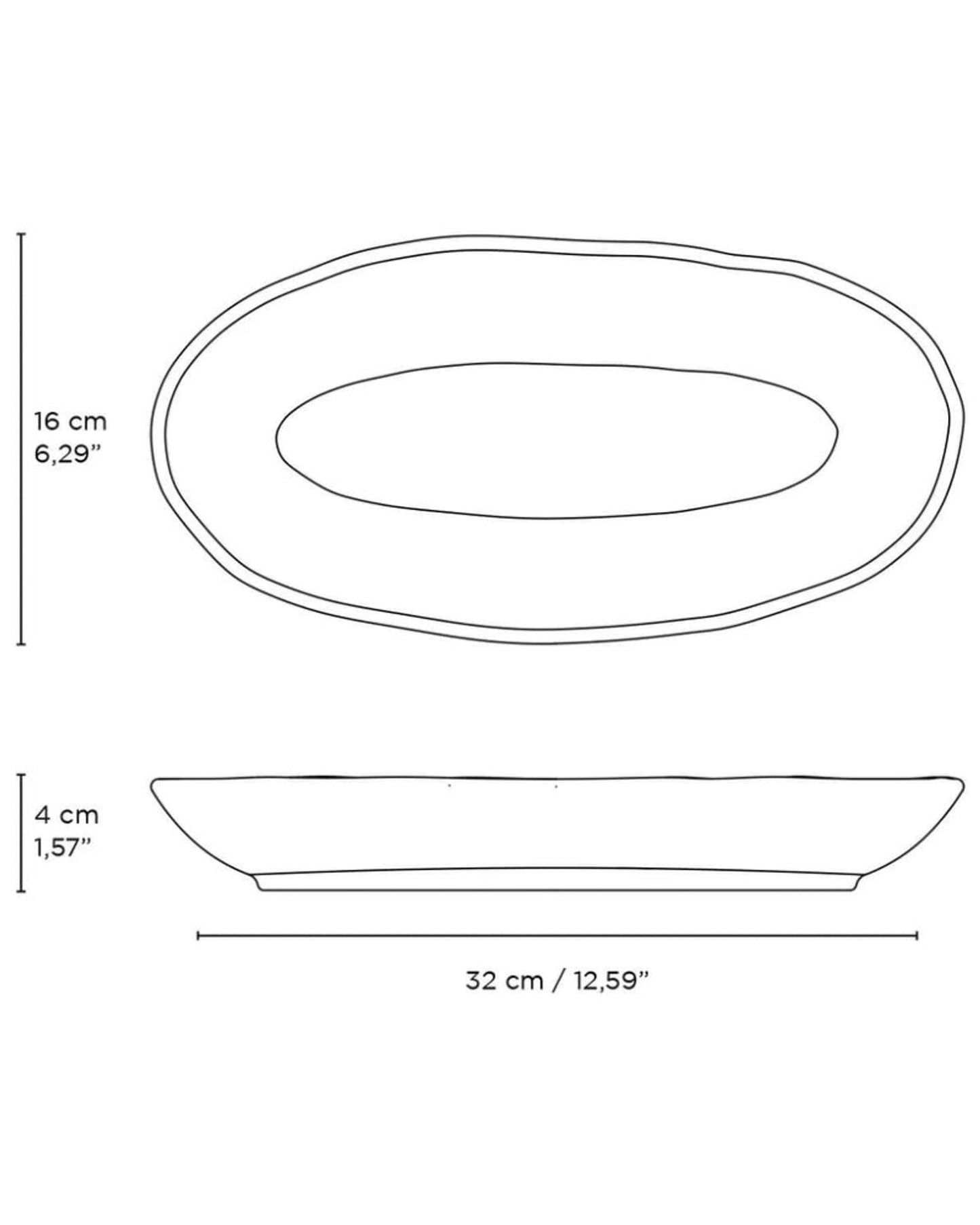 Organic Deep Oval Platter Stoneware 32X16Cm 650Ml New White Made In Brazil