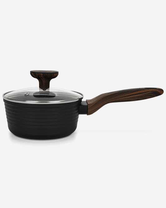 Fissman Non Stick Aluminium Sauce Pan Cuisine 16×7.5cm / 1.3L with Glass Lid