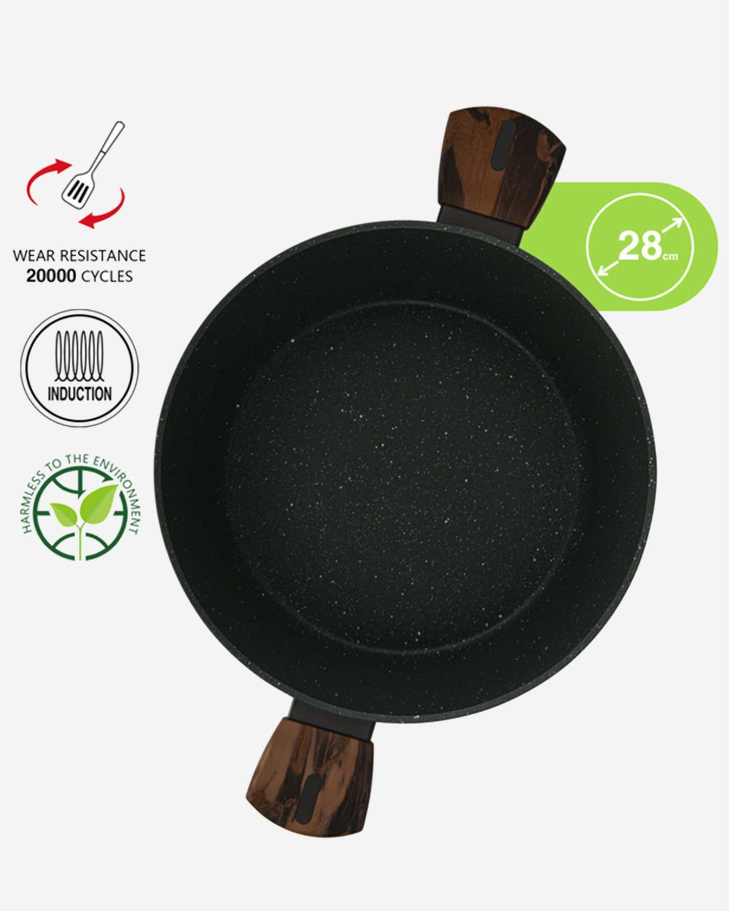 Fissman Non Stick Aluminium Stockpot Cuisine 28×13.5cm / 7.1L with Glass Lid