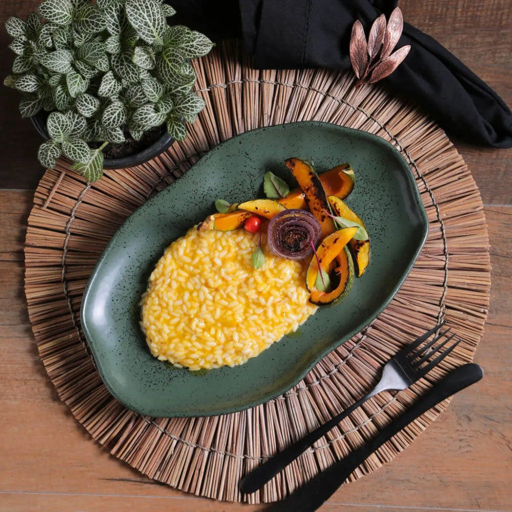 Bio Shallow Oval Platter Stoneware 30X20Cm Greenery Made In Brazil
