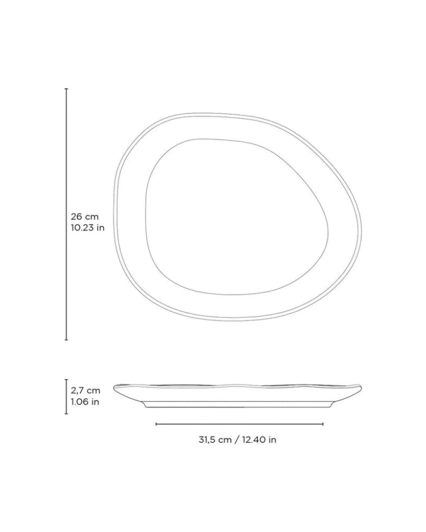 Organic Oval Dinner Plate Stoneware 31X24X2.5Cm Latte Made In Brazil