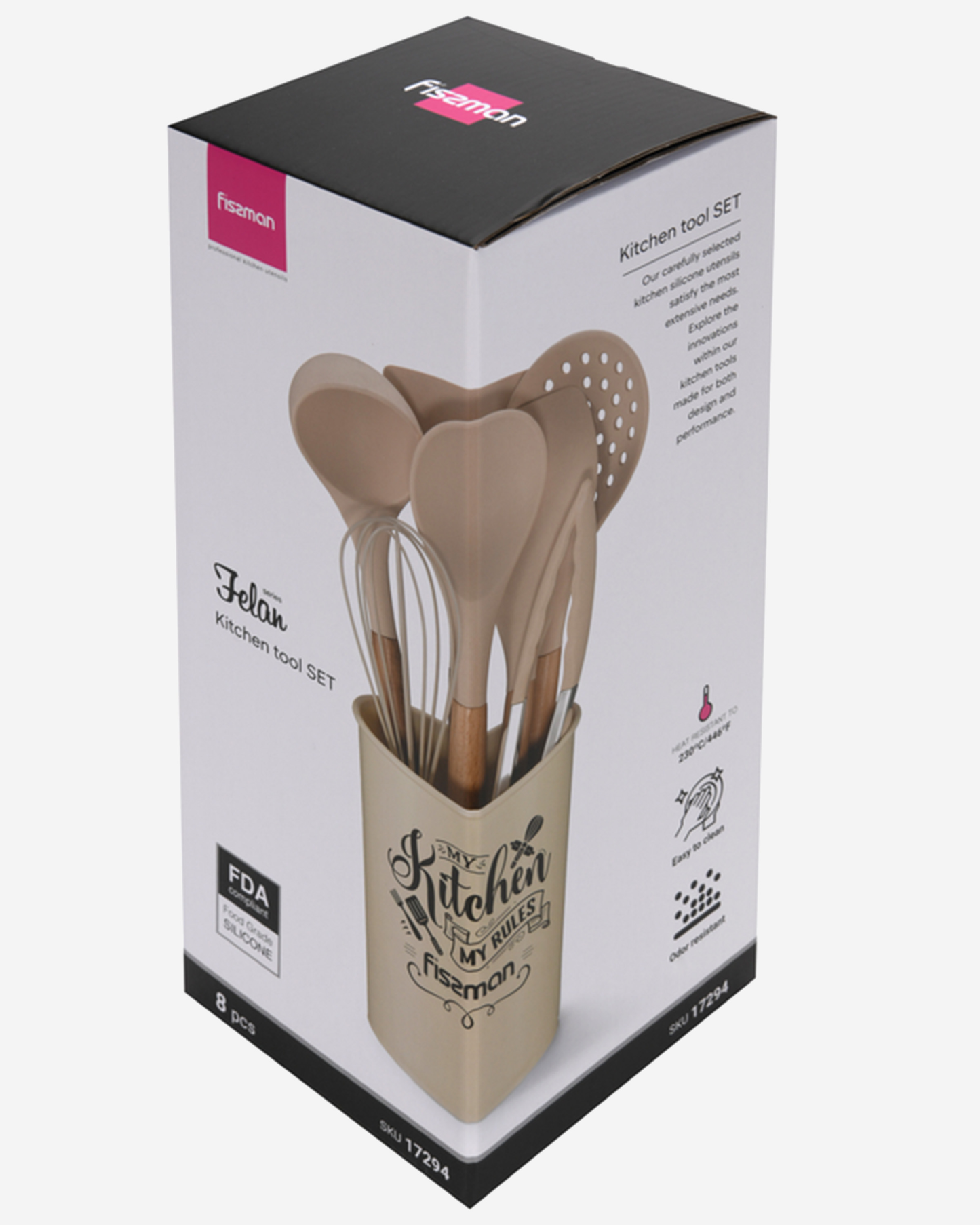 Fissman Silicone Kitchen Tools Set with Holder 8 Piece