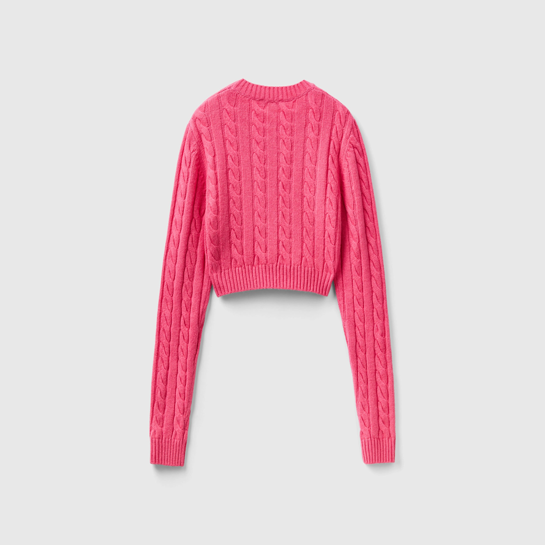Wool Blend Hair Knit Crop Sweater