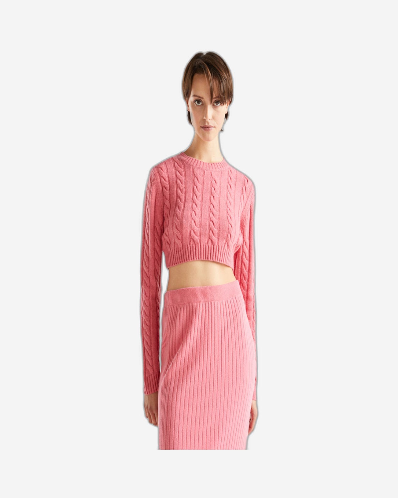 Wool Blend Hair Knit Crop Sweater