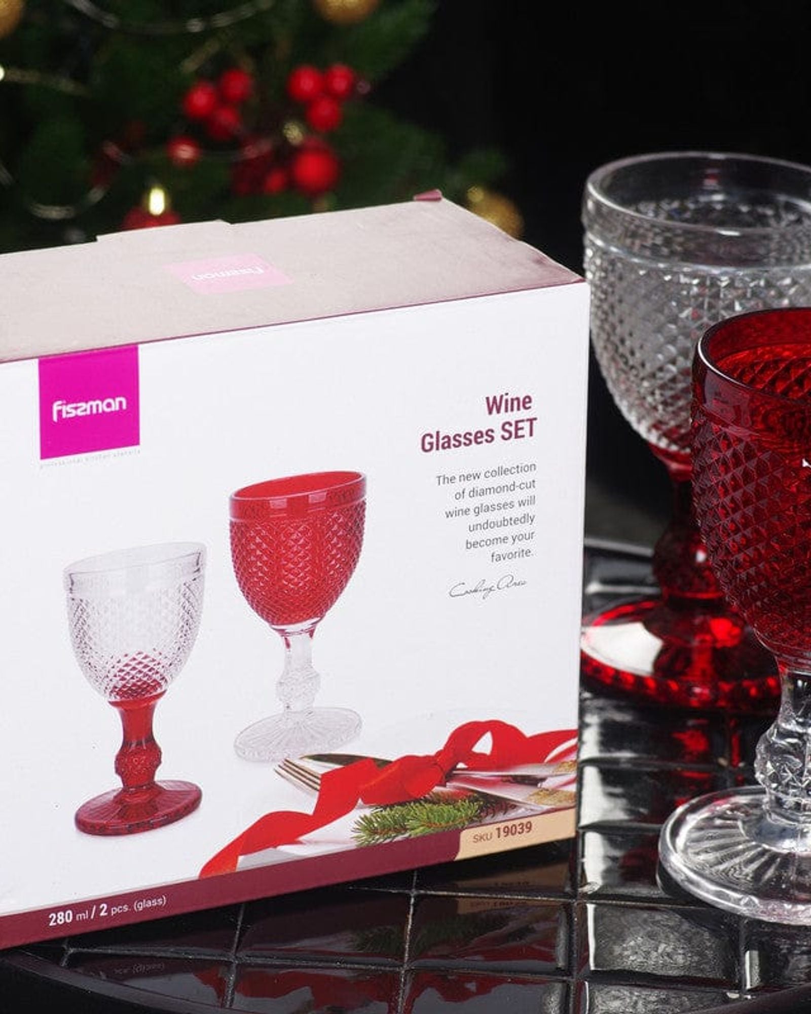 Fissman 2 Piece Wine Glasses 280 Ml Glass