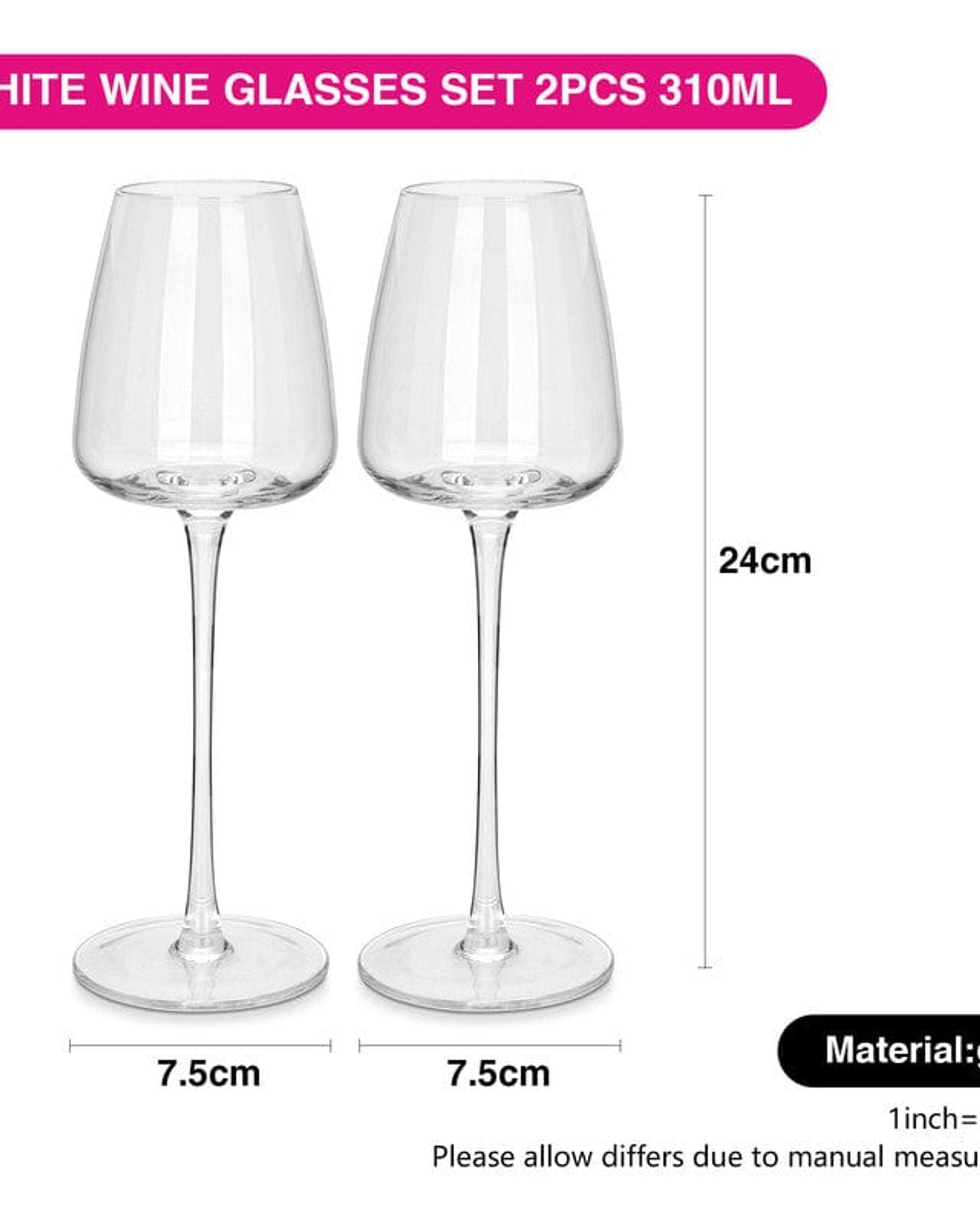 Fissman 2 Piece White Wine Glasses Set 310 Ml Glass