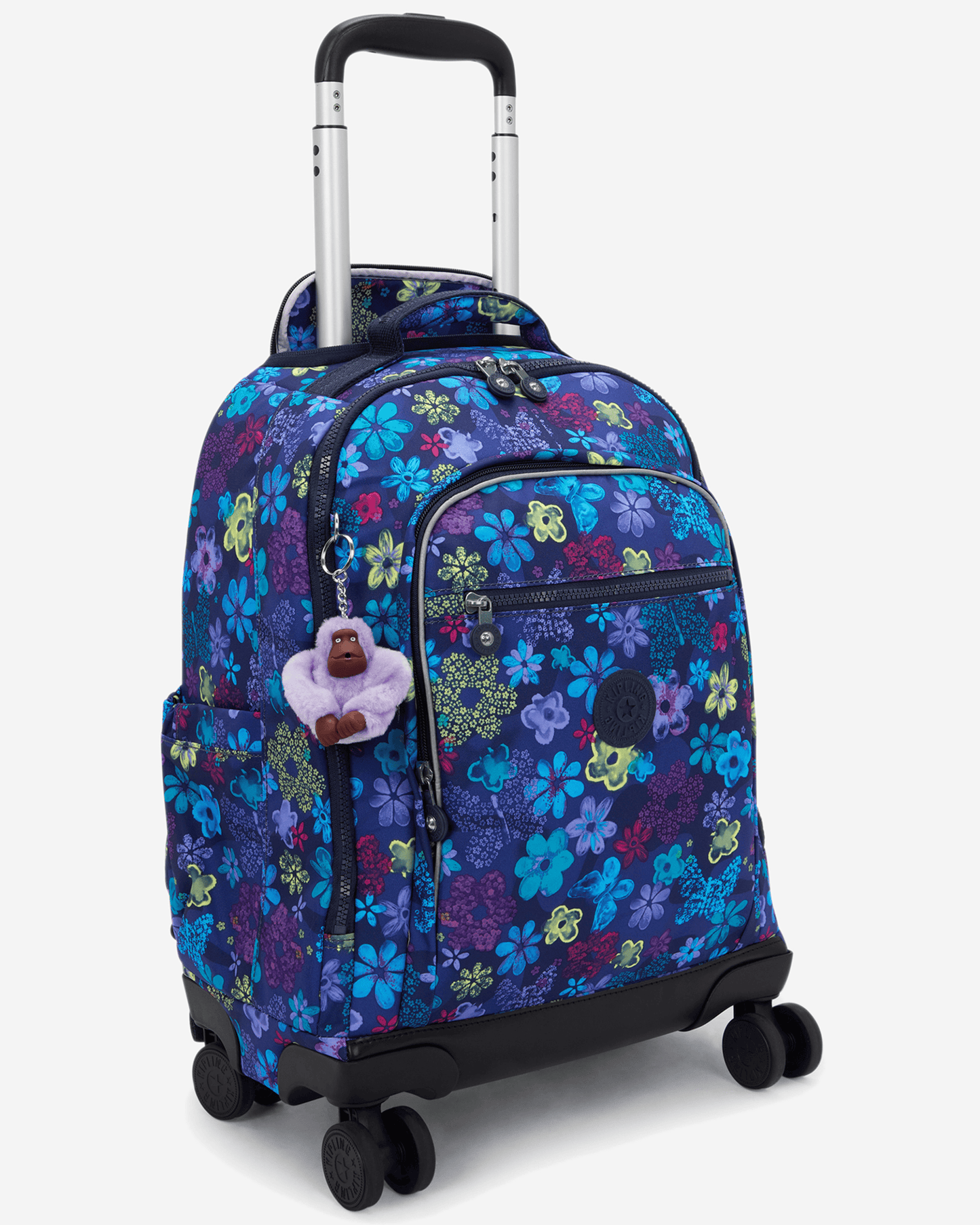 Kipling New Zea Dark Flwr Stamp Large Wheeled Backpack with Laptop Compartment I4674-4FM
