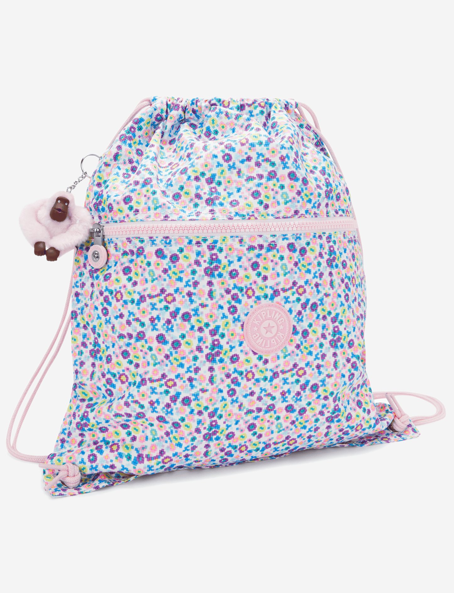 Kipling Supertaboo Digi Flower Prt Medium Backpack (with Drawstring) I5637-7ER