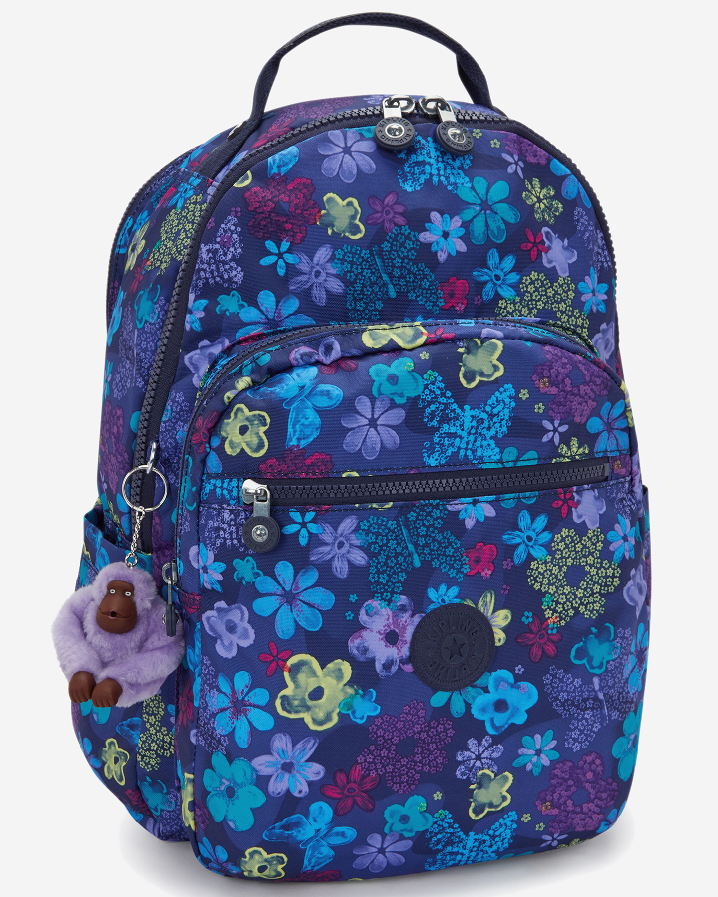 Kipling Seoul College Extra Dark Flwr Stamp Large Backpack with Laptop Compartment I6101-4FM