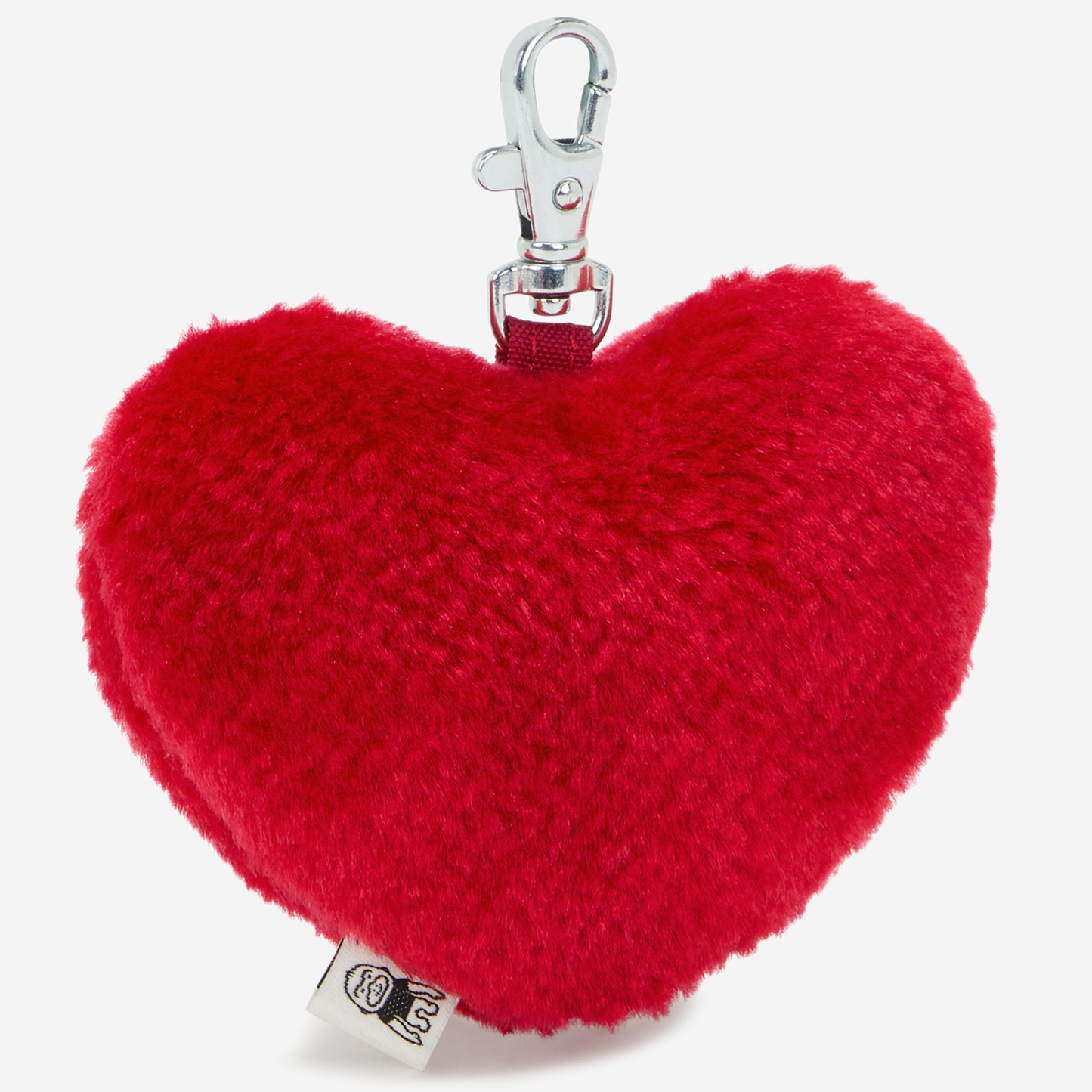 KIPLING Furry Heart Charm Red Rouge Heart shaped keychain I9863-Z33