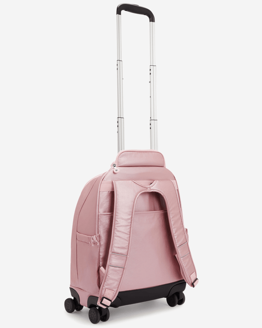 Kipling New Zea Bronze Pink Met Large Wheeled Backpack with Laptop Compartment I7267-3MD