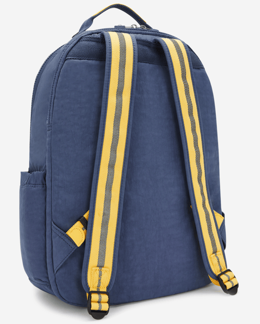 Kipling Seoul Lap Window Dungaree Blue Large Backpack with Laptop Compartment I8345-6MI