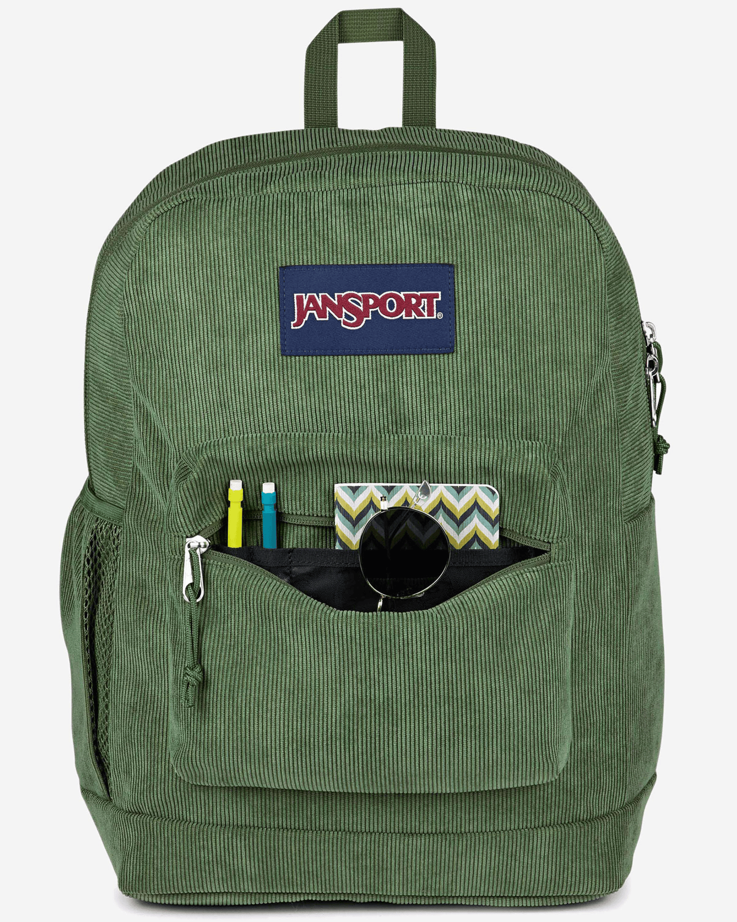 JanSport Cross Town Plus Remix Cargo Green Corduroy Backpack