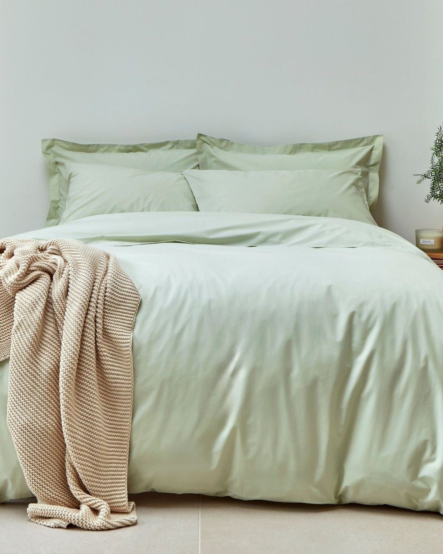 Christy "200TC Organic" Plain Dyed Sheets & Duvet Covers in Sage Green