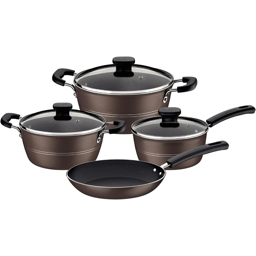 Tramontina Brazil Sicilia 7 Pieces Hazelnut Aluminum Cookware Set with Interior and Exterior Starflon Excellent Nonstick Coating