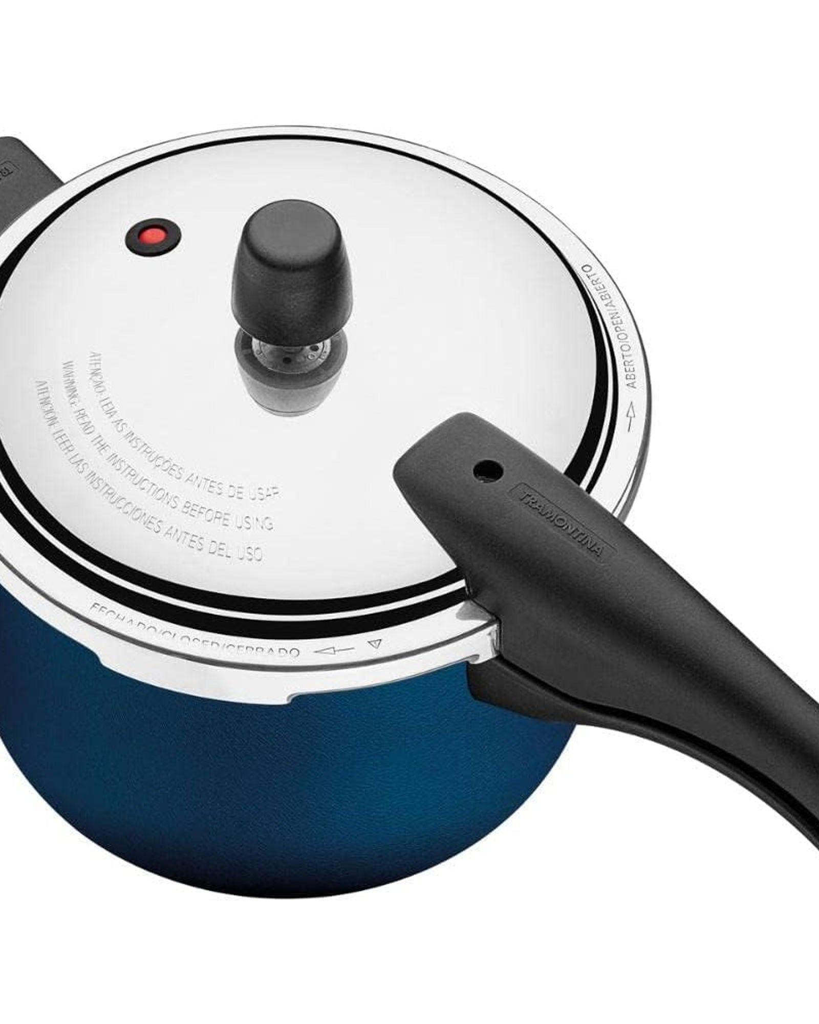 Tramontina Brazil Vancouver 20cm 4.5L Blue Aluminum Pressure Cooker with Easy to Clean Interior and Exterior Starflon Max PFOA Free Nonstick Coating