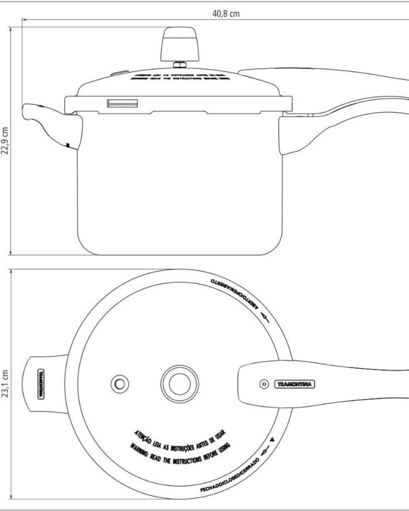 Tramontina Brazil Vancouver 20cm 4.5L Blue Aluminum Pressure Cooker with Easy to Clean Interior and Exterior Starflon Max PFOA Free Nonstick Coating
