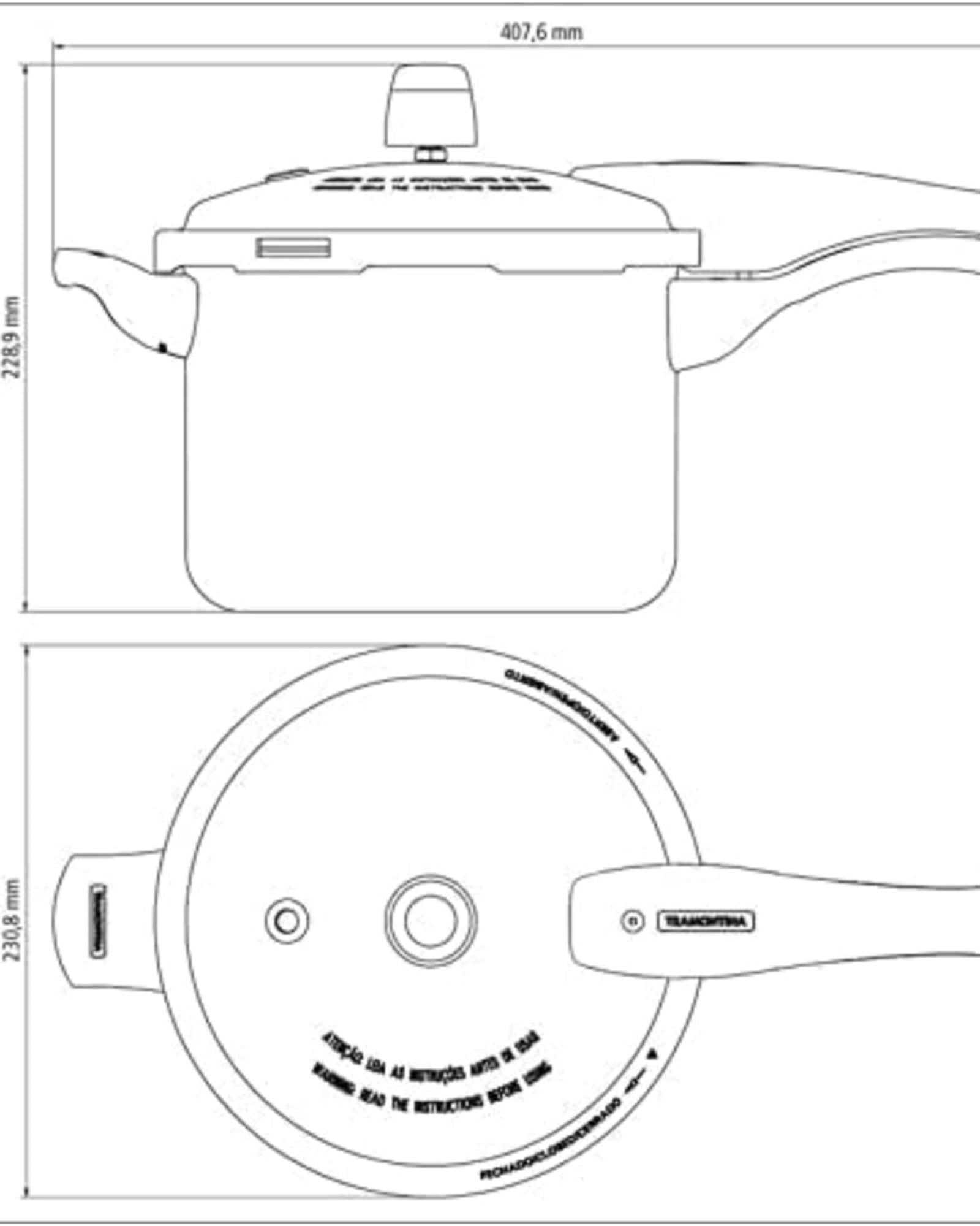 Tramontina Brazil Vancouver 20cm 4.5L Blue Aluminum Pressure Cooker with Easy to Clean Interior and Exterior Starflon Max PFOA Free Nonstick Coating