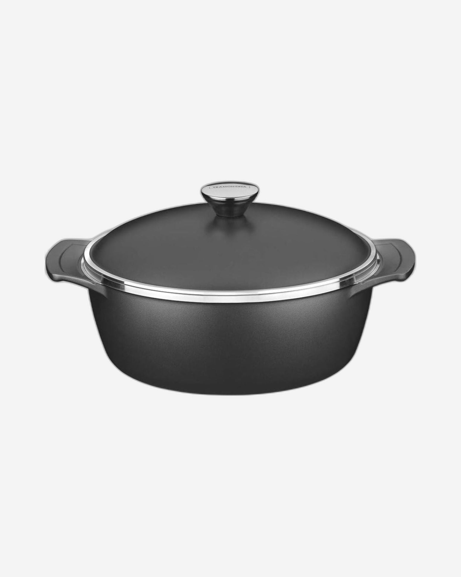 Tramontina Brazil Lyon 24cm 3.7L Black Forged Aluminum Casserole with Interior Starflon High Performance PFOA Free Nonstick Coating