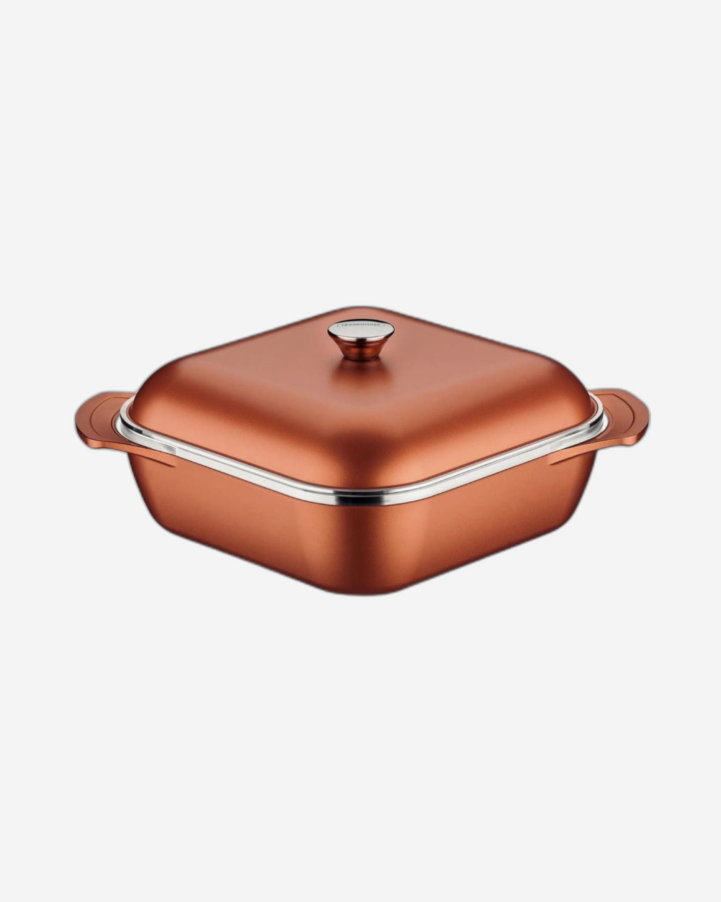 Tramontina Brazil Lyon 28cm 5.5L Golden Forged Aluminum Square Casserole with Interior Starflon High Performance PFOA Free Nonstick Coating