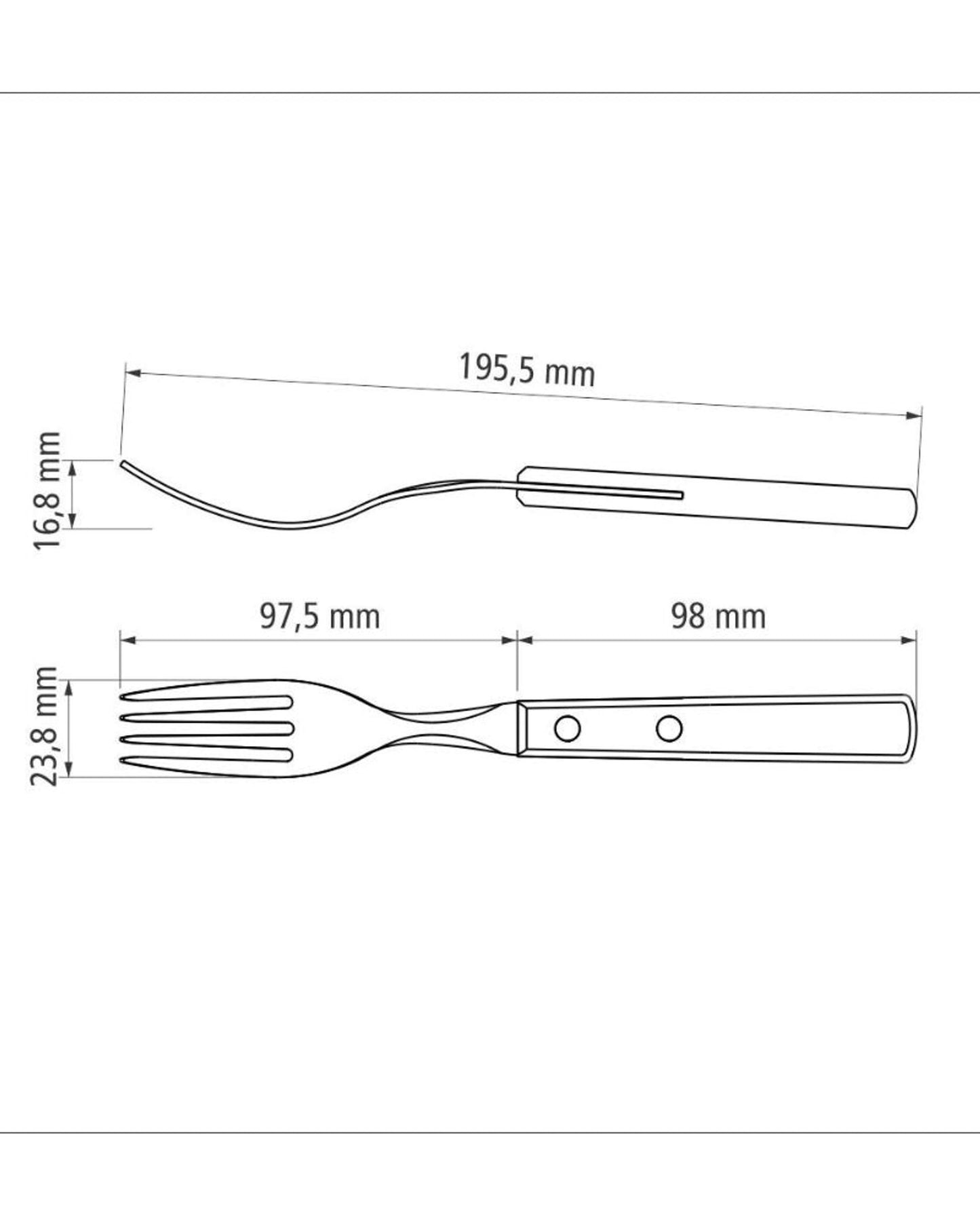 Tramontina Table Fork with Stainless-Steel Tines and Brown Polywood Treated Wood Handle