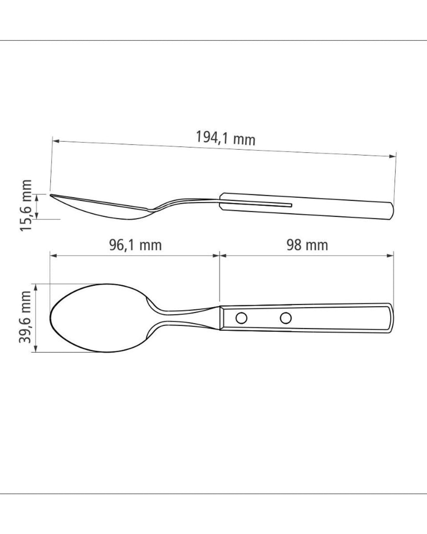 ملعقة طعام ترامونتينا ذات وعاء من الفولاذ المقاوم للصدأ ومقبض من الخشب المعالج بالبولي وود البني