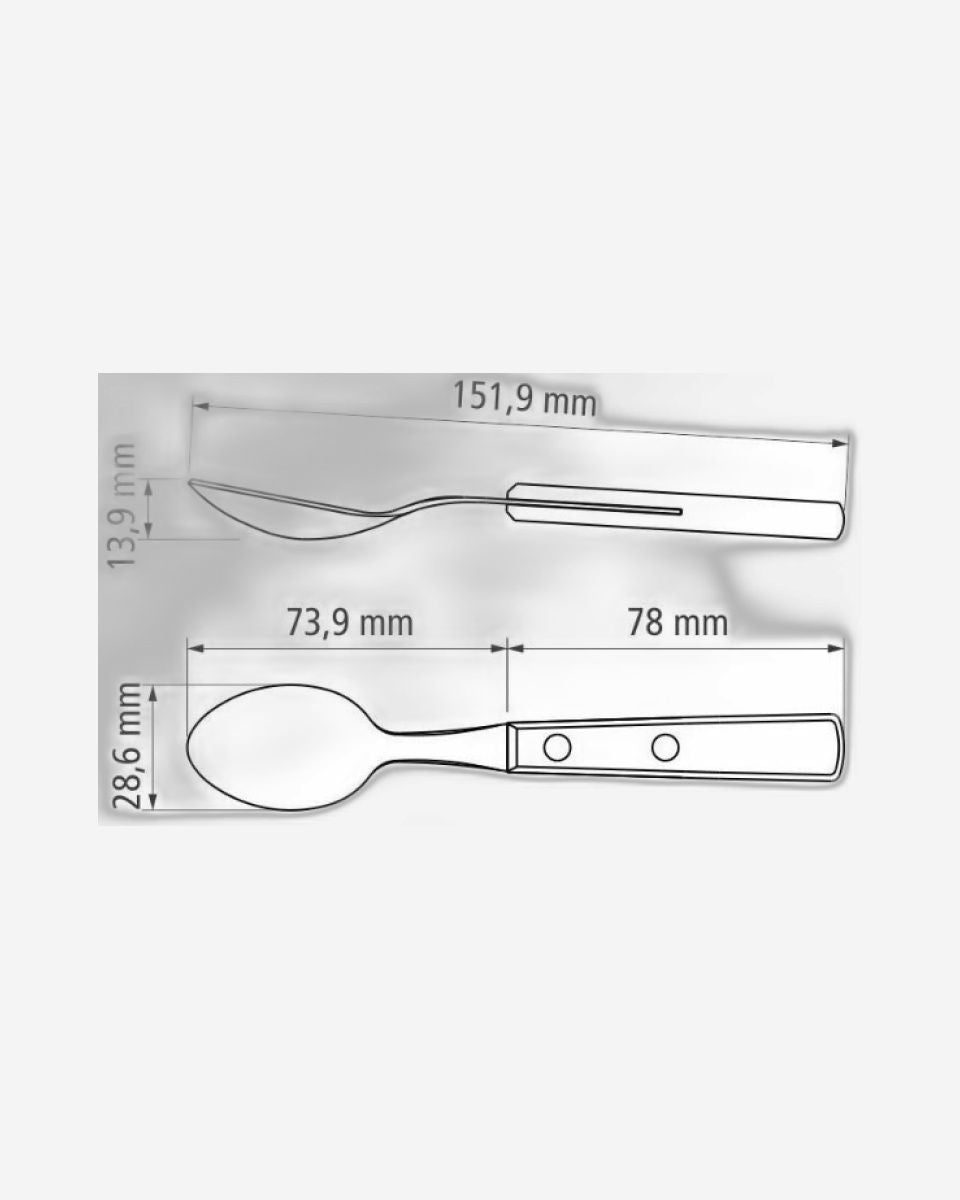 ملعقة شاي ترامونتينا ذات وعاء من الفولاذ المقاوم للصدأ ومقبض من خشب البوليوود البني المعالج