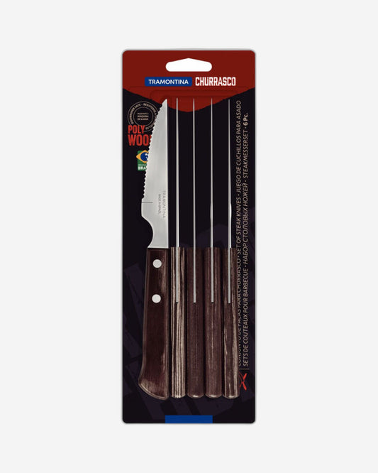 Tramontina 6-Piece Kinefe Set with Stainless-Steel Blades and Treated Red Polywood Handles